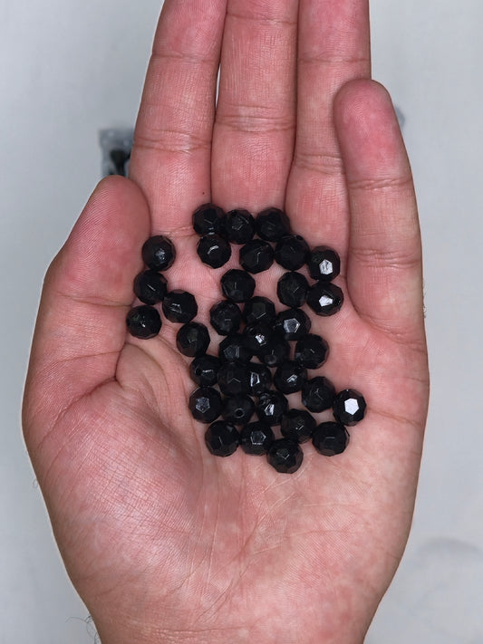 خرز كريستال مضلع إكليرك لون أسود مقاس 10